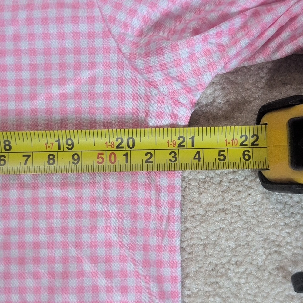 Collars and Co Dress Collar Polo Shirt Mens M Pink Gingham Check Performance - Picture 9 of 10